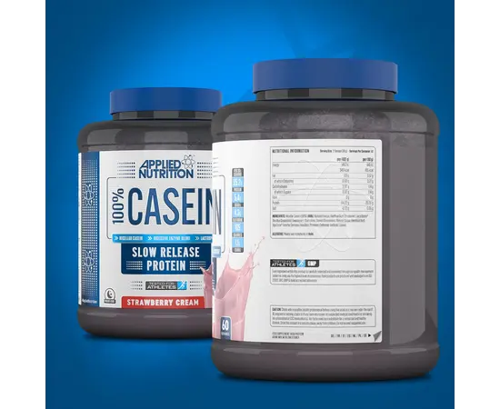 Applied Nutrition 100% Casein 1800 g, Фасування: 1800 g, Смак:  Strawberry Cream / Полуничний Крем, image , зображення 2