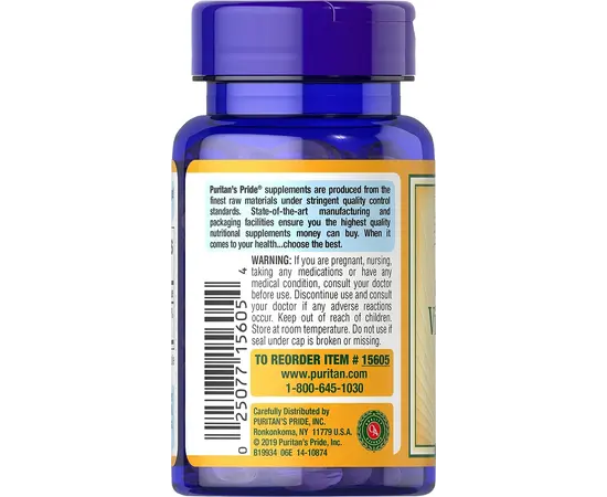 Puritan's Pride Vitamin D3 25 mcg/1000 IU 100 softgels, image , зображення 2