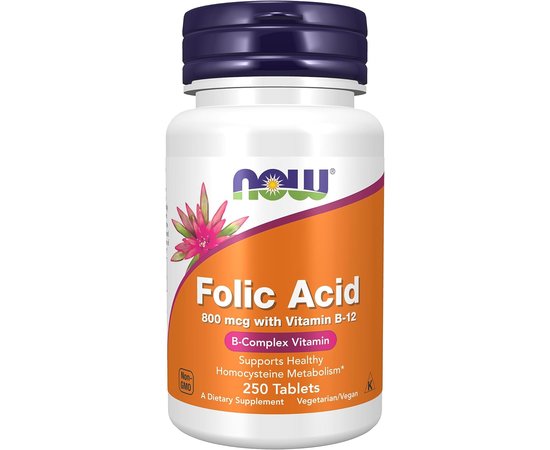 NOW Folic Acid 800 mcg 250 tabs, NOW Folic Acid 800 mcg 250 tabs  в интернет магазине Mega Mass