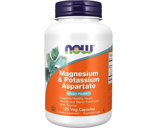 NOW Magnesium & Potassium Aspartate 120 caps, image 