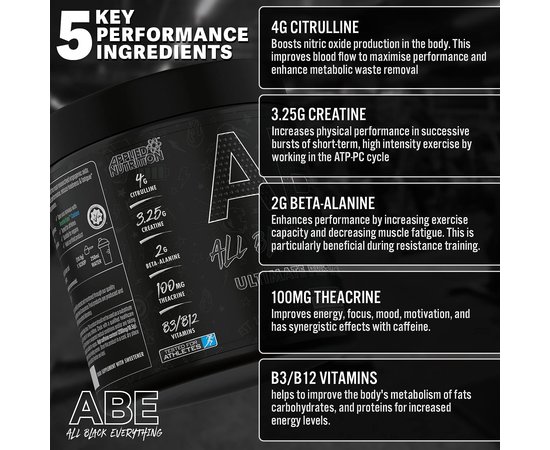 Applied Nutrition ABE - All Black Everything 315 g, Фасовка: 315 g, Смак: Candy Ice Blast / Цукерковий Морозний Вибух, image , зображення 4