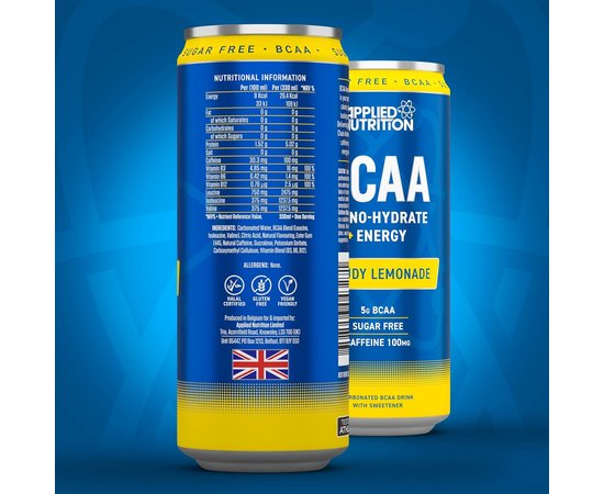 Applied Nutrition BCAA Amino-Hydrate + Energy 330 ml, Фасовка: 330 ml, Смак: Cloudy Lemonade / Хмарний Лимонад , image , зображення 3