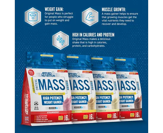 Applied Nutrition Critical Mass Original 6000 g, Фасовка: 6000 g, Вкусы:  Strawberry / Клубника, Applied Nutrition Critical Mass Original 6000 g, Фасовка: 6000 g, Вкусы:  Strawberry / Клубника , изображение 6 в интернет магазине Mega Mass