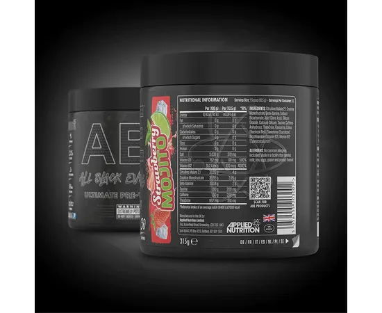 Applied Nutrition ABE - All Black Everything 375 g, Фасовка: 375 g, Вкусы: Strawberry Mojito / Клубника Мохито, Applied Nutrition ABE - All Black Everything 375 g, Фасовка: 375 g, Вкусы: Strawberry Mojito / Клубника Мохито , изображение 2 в интернет магазине Mega Mass