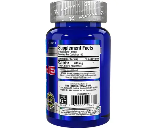 Allmax Caffeine 200 mg 100 tabs, Allmax Caffeine 200 mg 100 tabs , изображение 3 в интернет магазине Mega Mass