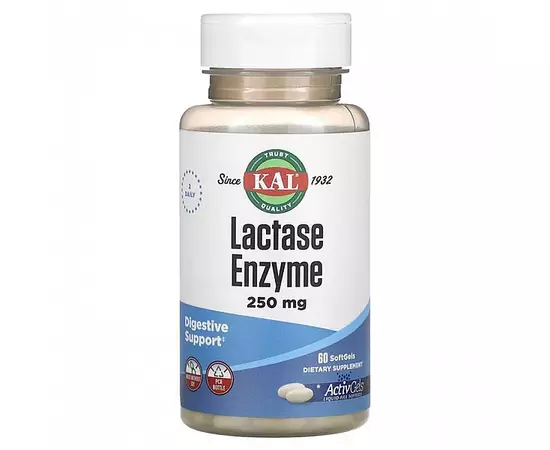 KAL Lactase Enzyme 250 mg 60 softgels, image 
