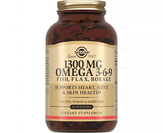 Solgar Omega 3-6-9 1300 mg 60 sofgels, image 