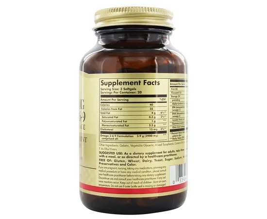 Solgar Omega 3-6-9 1300 mg 60 sofgels, image , зображення 3