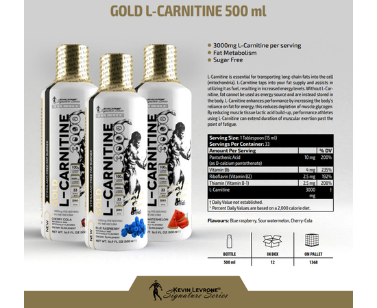 Kevin Levrone Gold L-Carnitine 3000 500 ml, Фасовка: 500 ml, Смак: Watermelon / Кавун, image , зображення 2