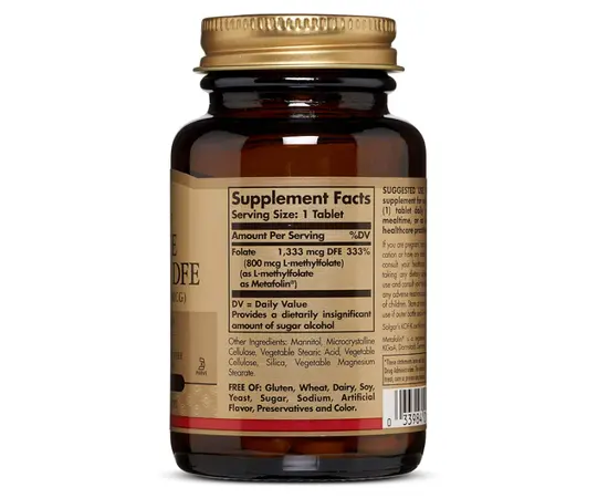 Solgar Folate 1,333 mcg DFE (800 mcg folate acid) 100 tabs, image , зображення 4