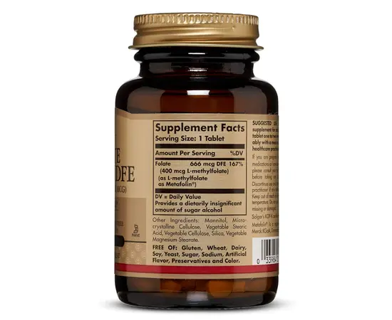 Solgar Folate 666 mcg DFE (400 mcg folate acid) 100 tabs, Фасування: 100 tabs, Коцентрація: 400 mcg, image , зображення 3