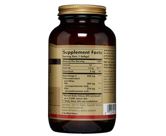 Solgar Omega 3 950 mg 100 softgels, image , зображення 4