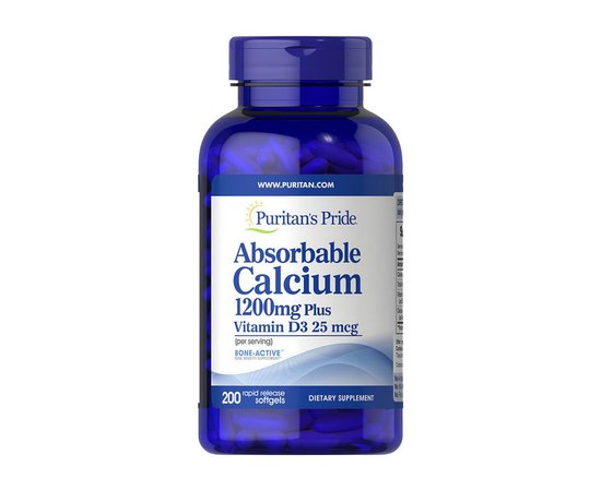 Puritan's Pride Absorbable Calcium + Vitamin D-3 200 Softgels, image 
