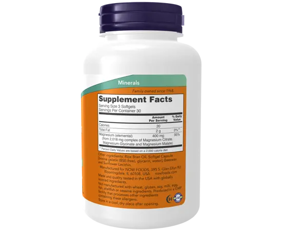 NOW Magnesium Citrate 90 softgels, NOW Magnesium Citrate 90 softgels , изображение 2 в интернет магазине Mega Mass