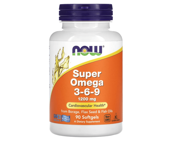 NOW Super Omega 3-6-9 1200 mg 90 softgels, image 