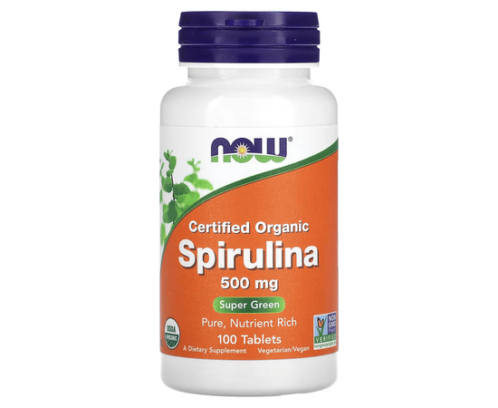 NOW Spirulina 500 mg 100 tabs, Фасовка: 100 tabs, image 