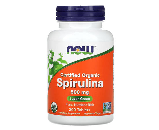 NOW Spirulina 500 mg 200 tabs, Фасовка: 200 tabs, image 