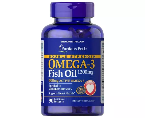 Puritan's Pride Omega-3 Fish Oil (Double Strength) 1200 mg 90 softgel, Puritan's Pride Omega-3 Fish Oil (Double Strength) 1200 mg 90 softgel  в интернет магазине Mega Mass