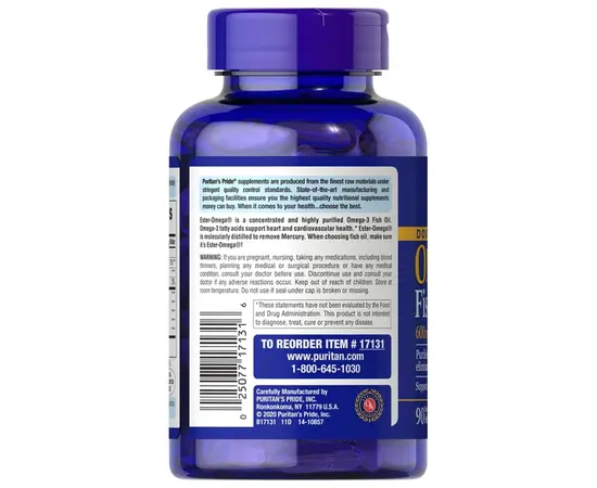 Puritan's Pride Omega-3 Fish Oil (Double Strength) 1200 mg 90 softgel, Puritan's Pride Omega-3 Fish Oil (Double Strength) 1200 mg 90 softgel , изображение 3 в интернет магазине Mega Mass