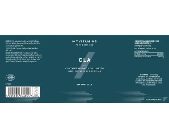 Myprotein CLA 60 softgels, image , зображення 2