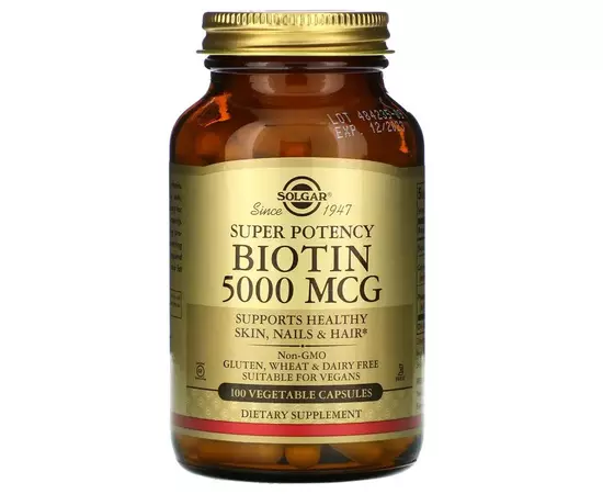 Solgar Biotin 5000 mcg 100 caps, image 