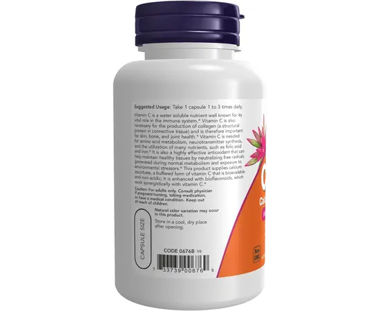 NOW C-500 Calcium Ascorbate 100 veg caps, Фасування: 100 caps, Концентрація: 500 mg, Коцентрація: 500, image , зображення 3