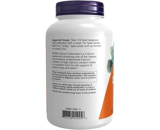 NOW Calcium Carbonate 340 g, image , зображення 3