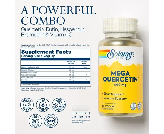 Solaray Mega Quercetin 60 caps, image , зображення 5