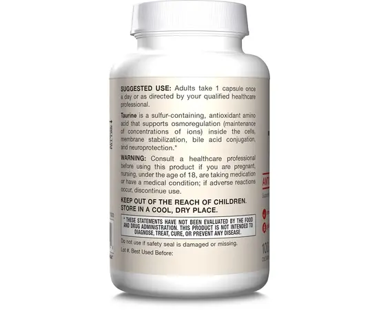 Jarrow Taurine 1000 mg 100 caps, Jarrow Taurine 1000 mg 100 caps , изображение 3 в интернет магазине Mega Mass