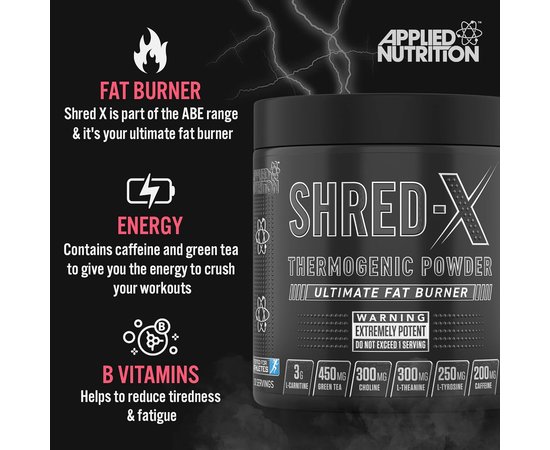 Applied Nutrition Shred - X Extreme Thermogenic 300 g, Фасовка: 300 g, Смак: Strawberry Kiwi / Полуниця Ківі, image , зображення 2