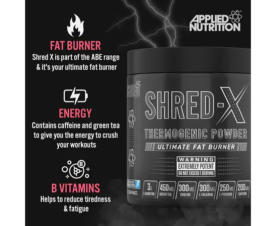 Applied Nutrition Shred - X Extreme Thermogenic 300 g, Фасовка: 300 g, Вкусы: Lemon Ice Tea / Лимонный Чай со Льдом, Applied Nutrition Shred - X Extreme Thermogenic 300 g, Фасовка: 300 g, Вкусы: Lemon Ice Tea / Лимонный Чай со Льдом , изображение 2 в интернет магазине Mega Mass