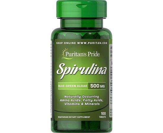 Puritan's Pride Spirulina 500 mg 100 tabs, Puritan's Pride Spirulina 500 mg 100 tabs  в интернет магазине Mega Mass