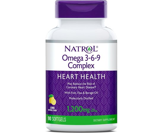 Natrol Omega 3-6-9 Complex 1200 mg 90 softgels Lemon, Фасовка: 90 softgels, image 
