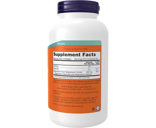 NOW Magnesium Citrate 180 softgels, NOW Magnesium Citrate 180 softgels , изображение 2 в интернет магазине Mega Mass
