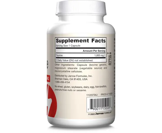 Jarrow Taurine 1000 mg 100 caps, Jarrow Taurine 1000 mg 100 caps , изображение 2 в интернет магазине Mega Mass
