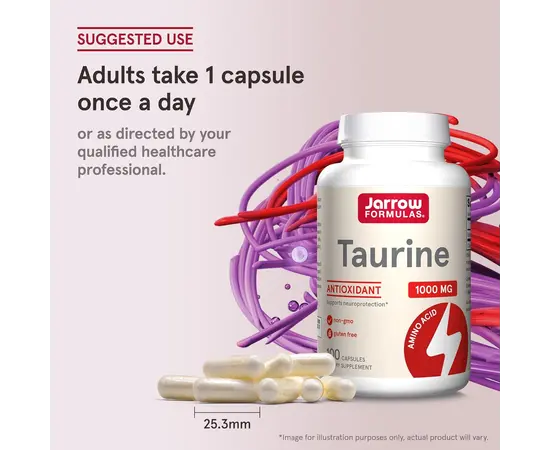 Jarrow Taurine 1000 mg 100 caps, Jarrow Taurine 1000 mg 100 caps , изображение 5 в интернет магазине Mega Mass