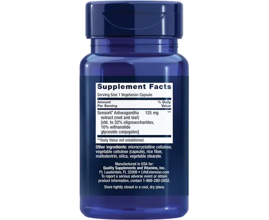 Life Extension Ashwagandha 60 caps, Life Extension Ashwagandha 60 caps , изображение 2 в интернет магазине Mega Mass