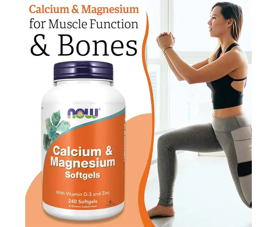 NOW Calcium & Magnesium 240 softgels, Фасування: 240 softgels, image , зображення 4