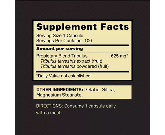 Optimum Nutrition Tribulus 625 100 caps, image , зображення 4
