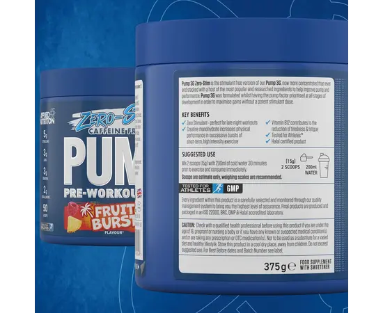 Applied Nutrition Pump Pre - Workout 3G Zero Stim 375 g, Фасування: 375 g, Смак: Fruit Burst / Фруктовий Вибух, image , зображення 5