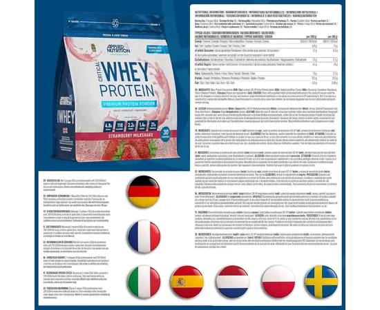 Applied Nutrition Critical Whey 900 g, Фасування: 900 g, Смак: Strawberry Milkshake / Полуничний Мілкшейк, image , зображення 6