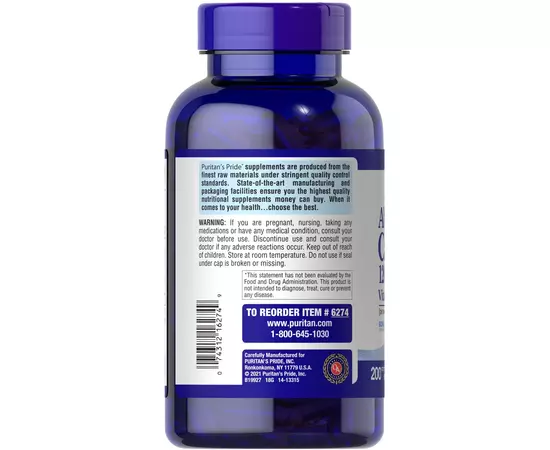 Puritan's Pride Absorbable Calcium + Vitamin D-3 200 Softgels, image , зображення 3