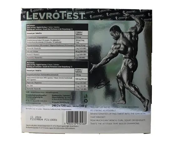 Kevin Levrone Levro Test AM PM Formula 240 Tabs (2x120), image , зображення 3