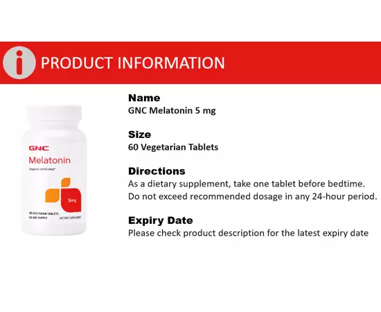 GNC Melatonin 5 mg 60 tabs, image , зображення 3