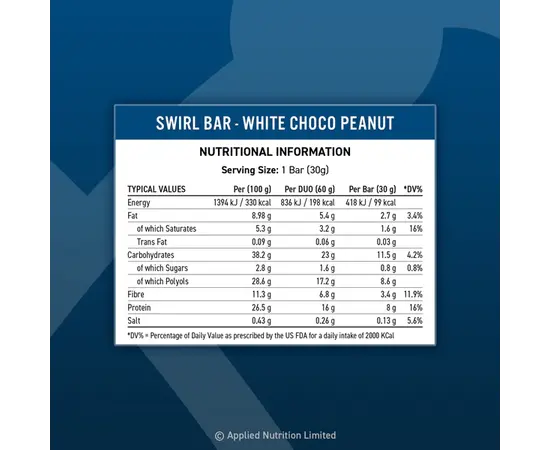 Applied Nutrition Swirl 60 g (2*30g) White Choco Peanut, Applied Nutrition Swirl 60 g (2*30g) White Choco Peanut , изображение 3 в интернет магазине Mega Mass
