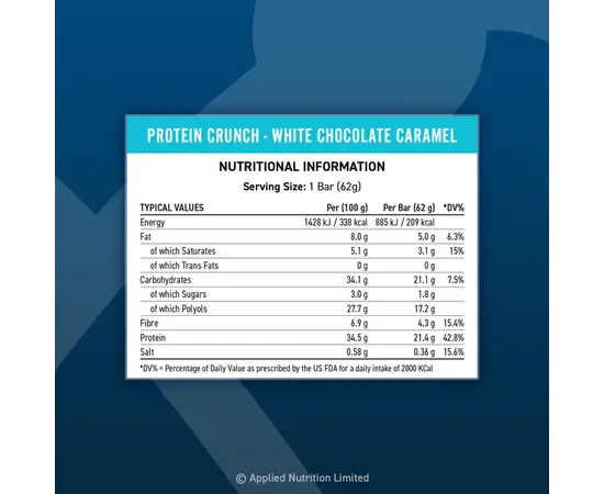 Applied Nutrition Protein Crunch 62 g, Фасування: 62 g, Смак: White Chocolate Caramel / Белий Шоколад Карамель, image , зображення 5