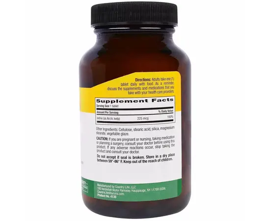 Country Life Arctic-Kelp 225 mcg 300 Tablets, image , зображення 2
