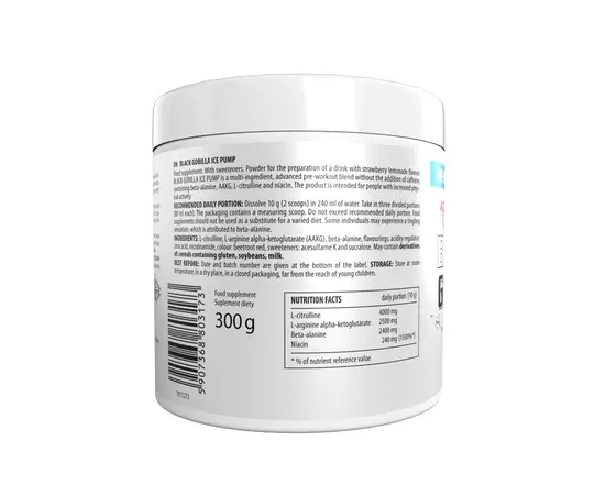 Activlab Black Gorilla Ice Pump 300 g, Фасовка: 300 g, Вкусы: Strawberry Lemonade / Клубничный Лимонад, Activlab Black Gorilla Ice Pump 300 g, Фасовка: 300 g, Вкусы: Strawberry Lemonade / Клубничный Лимонад , изображение 3 в интернет магазине Mega Mass