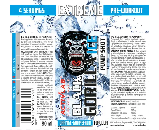 Activlab Black Gorilla Ice Pump Shot 80 ml, image , зображення 3