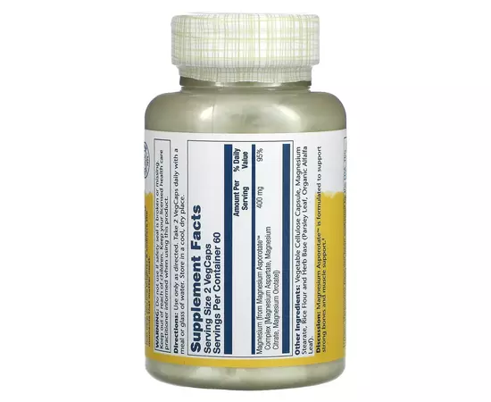 Solaray Magnesium Asporotate 400 mg 120 caps, image , зображення 2